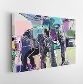 Onlinecanvas - Schilderij - Abstract Memphis Digitaal Schilderen Indische Olifant. Vectorillustratie Art Horizontaal Horizontal - Multicolor - 40 X 30 Cm