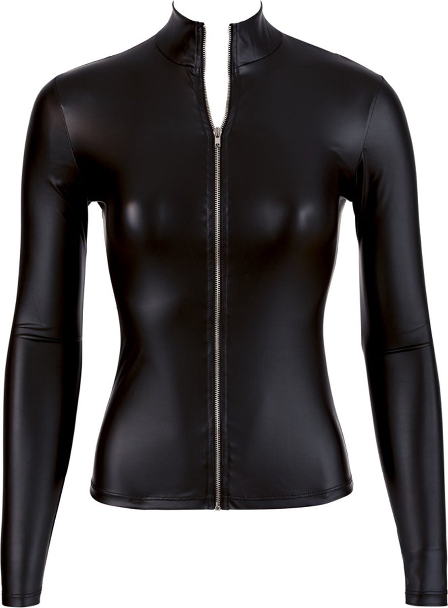 Goedkoopste Cottelli Collection – Wetlook Shirt met Lange Mouwen Als Pure Verleiding voor Spannende Dates – Maat XL - Zwart