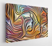 Houtsnede serie. Arrangement van houtsnede van abstract patroon op het gebied van creativiteit, kunst en design - Modern Art Canvas - Horizontaal - 1264764121 - 50*40 Horizontal
