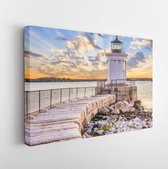 South Portland, Maine, VS bij de Portland Breakwater Light - Modern Art Canvas - Horizontaal - 757509529 - 80*60 Horizontal