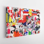 Collage gescheurd gescheurd advertentie posters grunge gevouwen verfrommeld papier textuur achtergrond plakkaat achtergrond oppervlak - moderne kunst canvas - horizontaal - 1087202