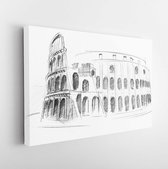 Onlinecanvas - Schilderij - Potloodtekening Een Colosseum In Roma. Italië Art Horizontaal Horizontal - Multicolor - 80 X 60 Cm