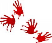 4x stuks bloederige horror handafdrukken raamdecoratie - Halloween bloed handen voor op het raam