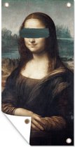 Tuinposter Mona Lisa - Leonardo da Vinci - Blauw - 30x60 cm - Tuindoek - Buitenposter