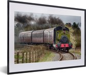 Vue de face d'une locomotive à vapeur