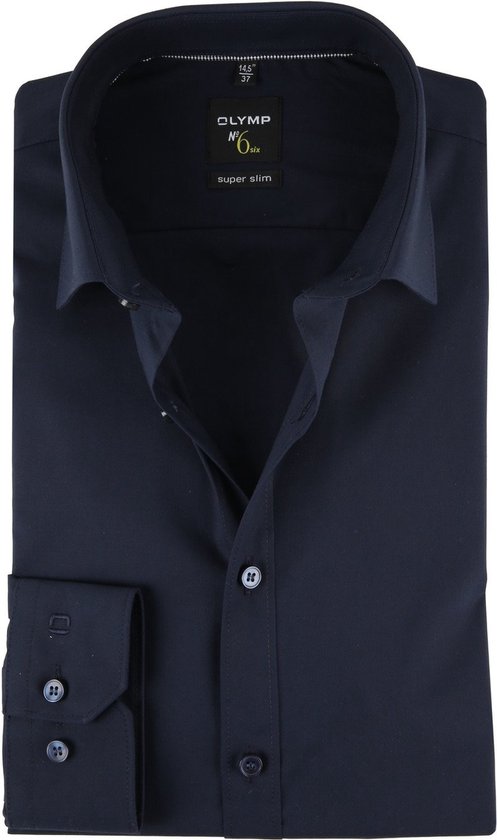 OLYMP No. Six super slim fit overhemd - marine blauw - Strijkvriendelijk - Boordmaat: