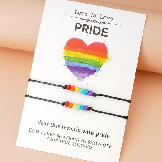 GoedeDoelen.Shop | Touwarmband set van 2 - Love is Love - PRIDE | Statement Armband | Pride | LGBTQ | Rainbow | Vriendschapsarmband | Cadeautje | Wellness-House