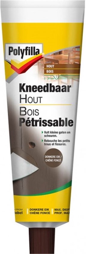 Polyfilla Kneedbaar Hout, donkere eik, 75g tube. Vult kleine gaten en scheuren. Vult kleine gaten en scheuren.