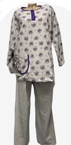 Dames pyjamaset flanel met bloemenprint XXXL grijs/paars