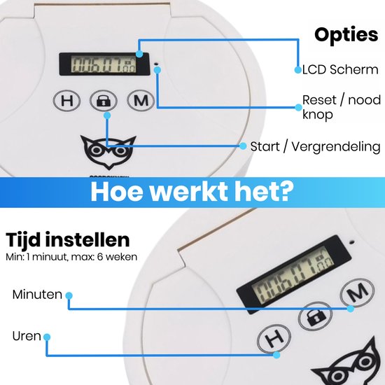 Good2know Telefoon Kluis met Tijdslot - Stoppen met Roken - Timer – Kluis - Opbergdoos - Kitchen Safe - Wit – meer Focus & Zelfdiscipline