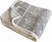 JEMIDI XXL warme fleece deken - Knuffeldeken voor op de bank - 150 x 200 cm - Wasbaar - Lichtgrijs