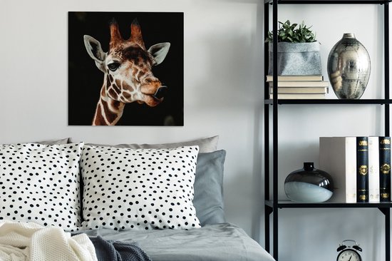 Toile Peinture Girafe - Animaux - Zwart - 50x50 cm - Décoration murale