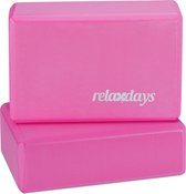 Relaxdays 2x yoga blok set - hardschuim - fitness blok - roze