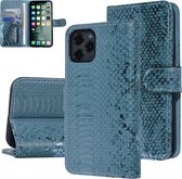 UNIQ Accessory iPhone 11 Pro Slangenleer Booktype hoesje - Pasjeshouder voor 3 pasjes - Turquoise