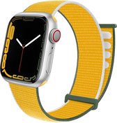 Strap-it Nylon Loop band - Geschikt voor Apple Watch bandje - Series 1/2/3/4/5/6/7/8/9/SE - Geel - Nylon bandje met klittenband - Stof iWatch bandje voor maat: 38 mm 40 mm 41 mm