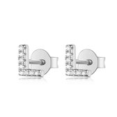 Tracelet - Zilveren Oorbellen - Oorbellen Letter L | Studs zilver met zirkonia | 925 Sterling Zilver - Direct uit voorraad - Met 925 Zilver Certificaat - In Leuke cadeauverpakking