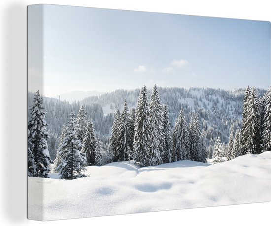 Besneeuwd landschap in Duitsland Canvas 60x40 cm - Foto print op Canvas schilderij (Wanddecoratie)