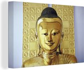 Canvas Schilderij Gouden Boeddha beeld - 30x20 cm - Wanddecoratie