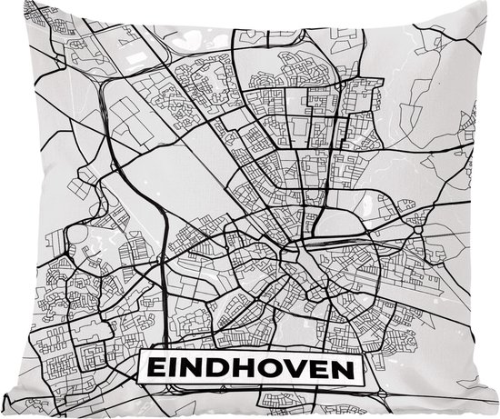 Sierkussens - Kussentjes Woonkamer - 45x45 cm - Stadskaart - Eindhoven - Grijs - Wit - Plattegrond