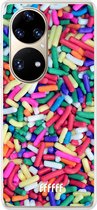 6F hoesje - geschikt voor Huawei P50 Pro -  Transparant TPU Case - Sprinkles #ffffff