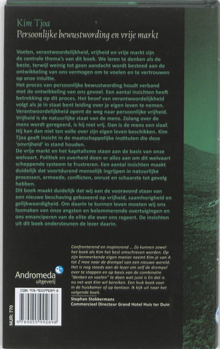 Persoonlijke bewustwording en vrije markt - back cover
