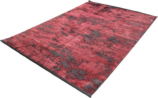 Laagpolig Vloerkleed Brooklyn Vintage Zwart-Rood-200 x 290 cm