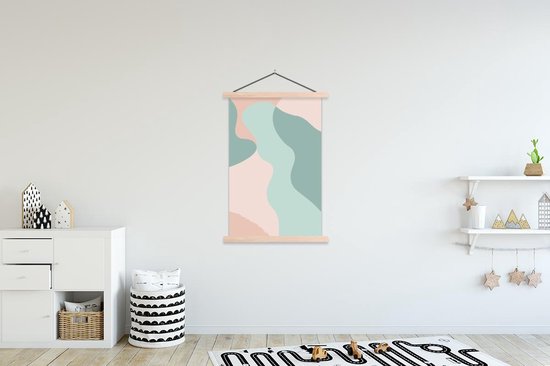 Porte-affiche avec affiche - Affiche scolaire - Été - Pastel - Abstrait - 120x180 cm - Lattes vierges