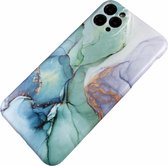 Apple iPhone Xs Max - Silicone marmer zacht hoesje Linde blauw - Geschikt voor