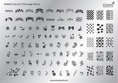 KONAD Collection stempel sjabloon GROOT 2 / Konad Collection image plate 2; mix van nagel stempel designs: french manicure, bloemen, dieren, letters, liefde....