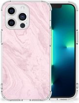 Smartphone hoesje Geschikt voor iPhone 13 Pro Telefoonhoesje met tekst met transparante rand Marble Pink