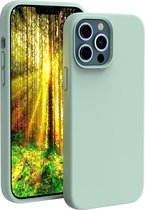 Hoesje Geschikt voor iPhone 13 Pro – Liquid siliconen backcover – Mint Groen
