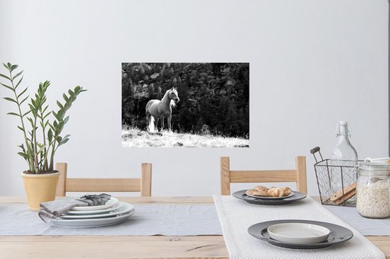 Stickers muraux - Film autocollant - Cheval Haflinger dans les montagnes - noir et blanc - 60x40 cm - Film adhésif - Stickers muraux Chambre d'enfant - Papier peint autocollant - Papier peint autocollant - Film autocollant