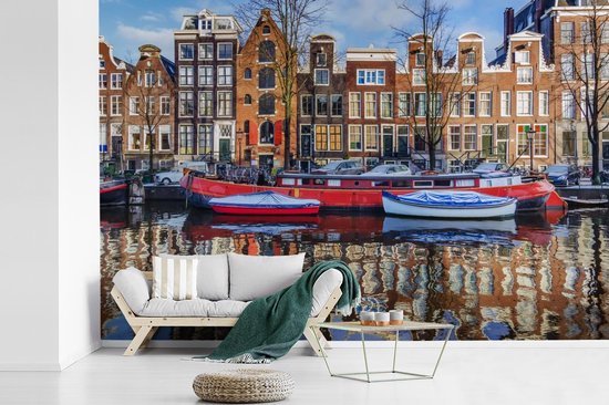 Papier peint Papier peint photo en vinyle - Canal à Amsterdam largeur 360 cm x hauteur 240 cm - Tirage photo sur papier peint (disponible en 7 tailles)