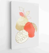 Handgetekend tropisch fruit met gouden en aquarel textuur 3 - Moderne schilderijen – Verticaal – 1912866994 - 80*60 Vertical