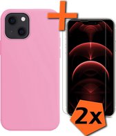 Hoesje Geschikt voor iPhone 13 Mini Hoesje Siliconen Cover Case Met 2x Screenprotector - Hoes Geschikt voor iPhone 13 Mini Hoes Back Case - Transparant