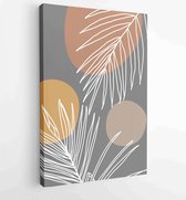 Botanische muur kunst vector set. Earth tone boho gebladerte lijntekeningen tekenen met abstracte vorm. 4 - Moderne schilderijen – Verticaal – 1887340204 - 80*60 Vertical