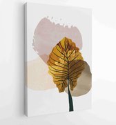 Gouden tropische muur kunsten vector. Botanische lijntekening met aquarelpenseel 4 - Moderne schilderijen – Verticaal – 1899820963 - 50*40 Vertical