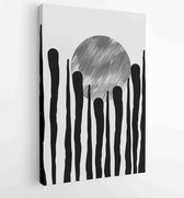 Zwart-wit abstracte muurkunst vector 3 - Moderne schilderijen – Verticaal – 1898188297 - 80*60 Vertical