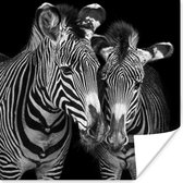 Poster Dierenprofiel zebra's in zwart-wit - 30x30 cm