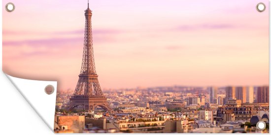 Affiche clôture Paris - Tour Eiffel - Ciel - 200x100 cm - Toile de jardin