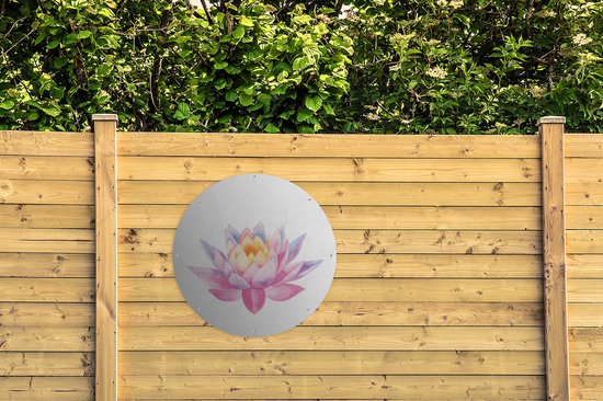 Affiche de jardin Plantes Aquarelles rondes - Affiche de jardin nénuphar illustration aquarelle - Affiche de jardin ronde 90x90 cm - Toile de jardin / Toile d'extérieur / Peintures pour l'extérieur (décoration de jardin)