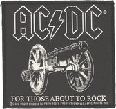 AC/DC For Those About To Rock Logo Standard Woven Patch Embleem Zwart/Wit