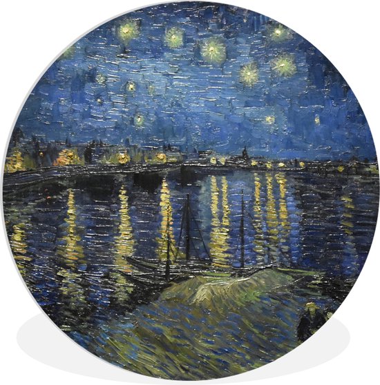 WallCircle - Wandcirkel ⌀ 150 - Sterrennacht boven de Orsay Parijs - Vincent Van Gogh - Ronde schilderijen woonkamer - Wandbord rond - Muurdecoratie cirkel - Kamer decoratie binnen - Wanddecoratie muurcirkel - Woonaccessoires