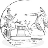 Wall Circle - Wall Circle - Une illustration antique de figures mythologiques grecques dont Ajax - Aluminium - ⌀ 60 cm - Intérieur et Extérieur