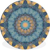 WallCircle - Wandcirkel - Muurcirkel - Cirkel - Blauw - Mandala - Aluminium - Dibond - ⌀ 60 cm - Binnen en Buiten