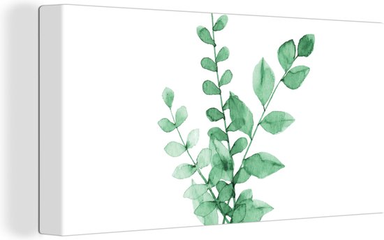 Peinture sur toile Aquarelle - Feuilles - Plantes - 40x20 cm - Décoration murale