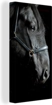 Toile Peinture Cheval - Zwart - Licol - 40x80 cm - Décoration murale