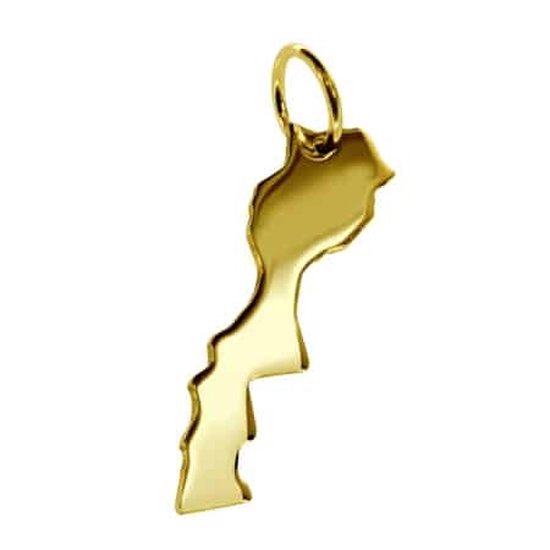 Zilveren en gouden landkaarthangers - Landkaart hanger Marokko goud | Landen hanger voor je ketting | 14 Karaat Goud - Met Keurmerk Stempel - Met echtheidscertificaat - In leuke cadeauverpakking - Moederdag