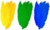 6x stuks grote veer/veren/struisvogelveren - 2x groen - 2x geel - 2x blauw - Decoratie sierveren van 50 cm