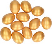 12x stuks paasdecoratie kippeneieren goud - Paasartikelen